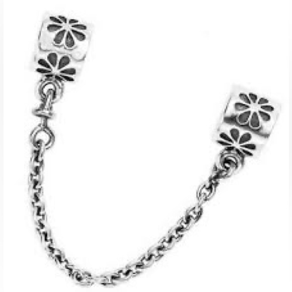 Pandora Jewelry Pandora Sterling Silver Safety Chain With Flowers